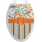 Orange Blue Swirls & Stripes Toilet Seat Decal - Elongated (Personalized)