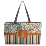 Orange Blue Swirls & Stripes Beach Totes Bag - w/ Black Handles (Personalized)