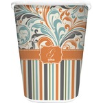Orange Blue Swirls & Stripes Waste Basket - Double Sided (White) (Personalized)