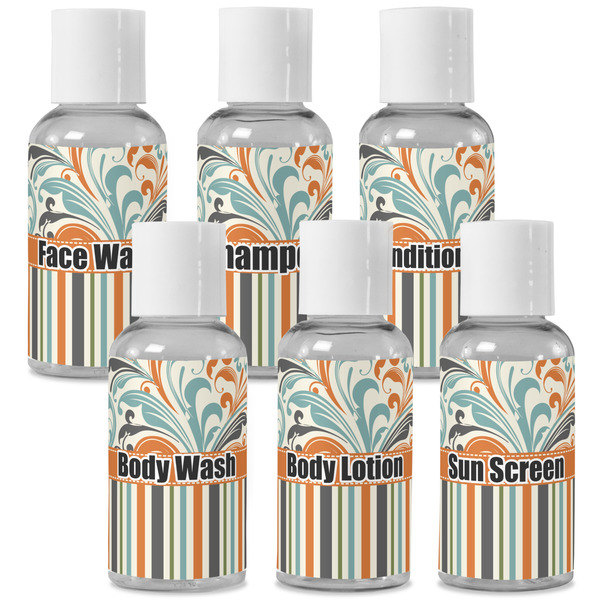 Custom Orange Blue Swirls & Stripes Travel Bottles (Personalized)