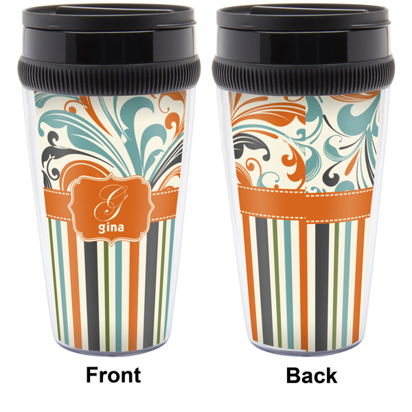 Orange Blue Swirls & Stripes Travel Mug Approval (Personalized)