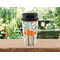 Orange Blue Swirls & Stripes Travel Mug Lifestyle (Personalized)