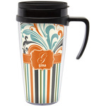Orange Blue Swirls & Stripes Acrylic Travel Mug with Handle (Personalized)