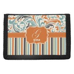 Orange Blue Swirls & Stripes Trifold Wallet (Personalized)