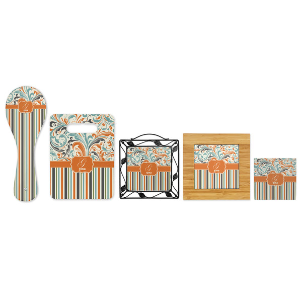 Orange Blue Swirls & Stripes Trivets