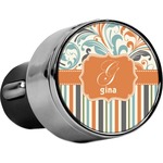 Orange Blue Swirls & Stripes USB Car Charger (Personalized)