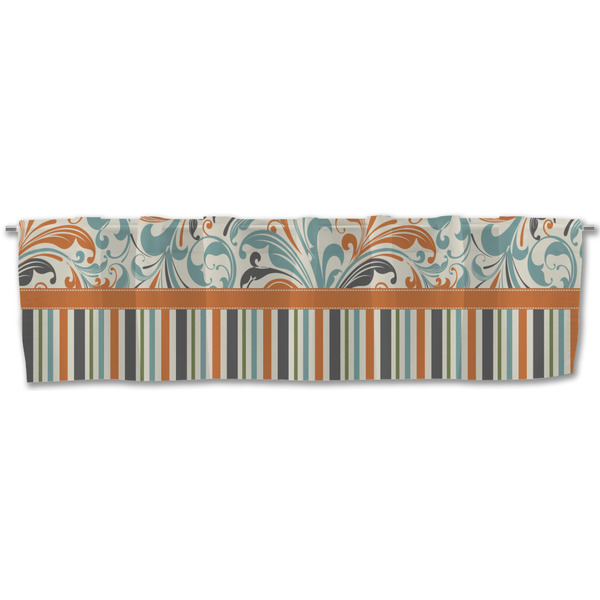 Orange Blue Swirls & Stripes Valance - Front