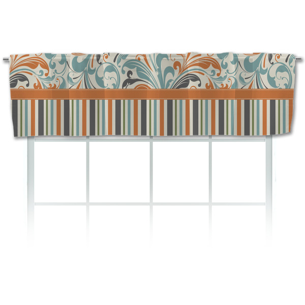 Custom Orange Blue Swirls & Stripes Valance