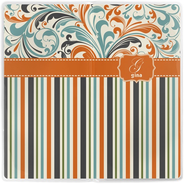 Orange Blue Swirls & Stripes Vinyl Document Wallet - Apvl