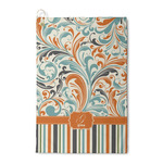 Orange Blue Swirls & Stripes Waffle Weave Golf Towel (Personalized)
