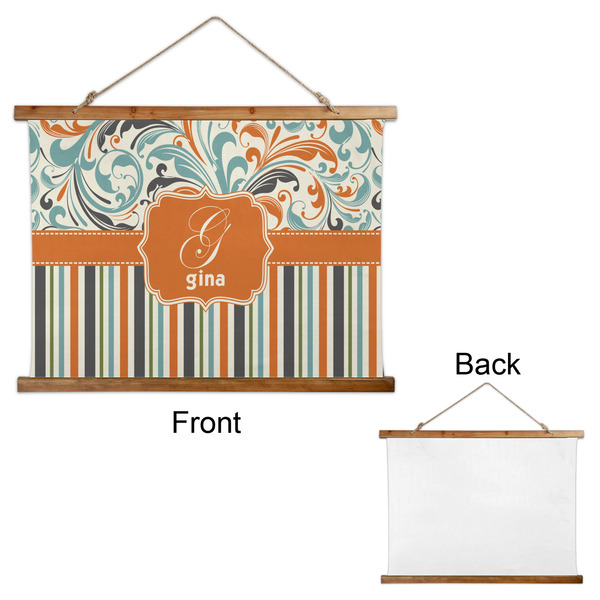 Orange Blue Swirls & Stripes Wall Hanging Tapestry - Landscape - APPROVAL