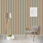 Orange Blue Swirls & Stripes Wallpaper & Surface Covering (Water Activated - Removable)