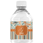 Orange Blue Swirls & Stripes Water Bottle Labels - Custom Sized (Personalized)