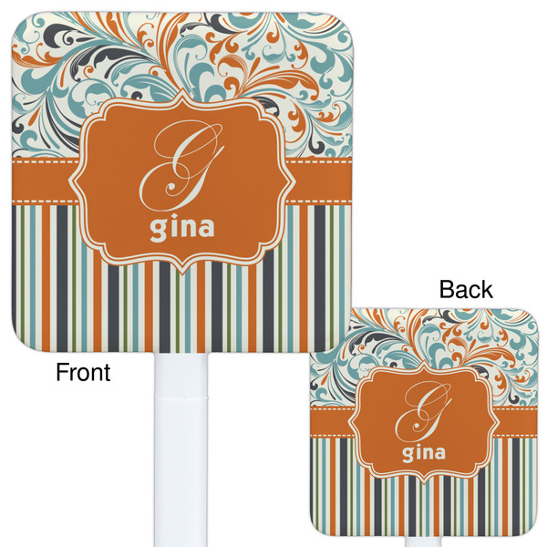 Orange Blue Swirls & Stripes White Plastic Stir Stick - Double Sided - Approval