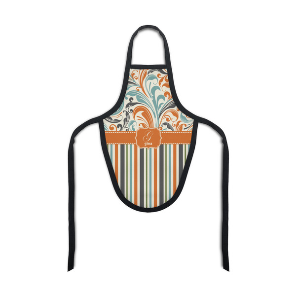 Custom Orange Blue Swirls & Stripes Bottle Apron (Personalized)