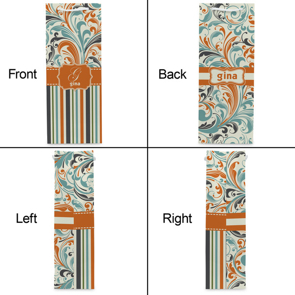 Orange Blue Swirls & Stripes Wine Gift Bag - Gloss - Approval