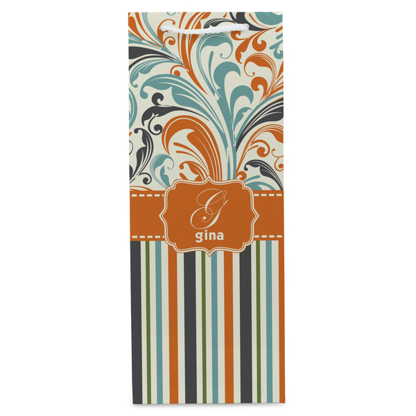 Orange Blue Swirls & Stripes Wine Gift Bag - Gloss - Front