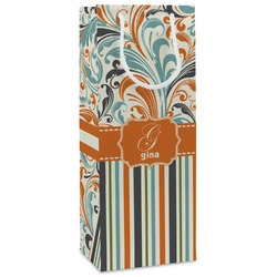 Orange Blue Swirls & Stripes Wine Gift Bags - Gloss (Personalized)