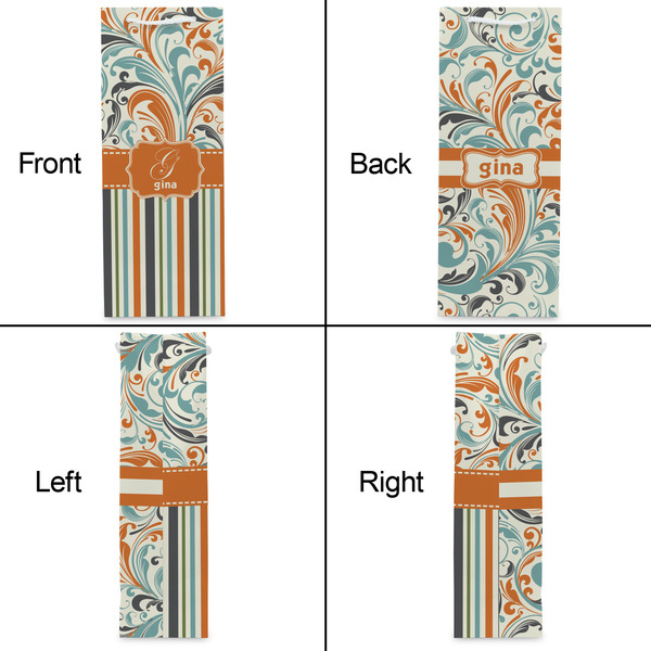 Orange Blue Swirls & Stripes Wine Gift Bag - Matte - Approval