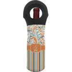 Orange Blue Swirls & Stripes Wine Tote Bag (Personalized)
