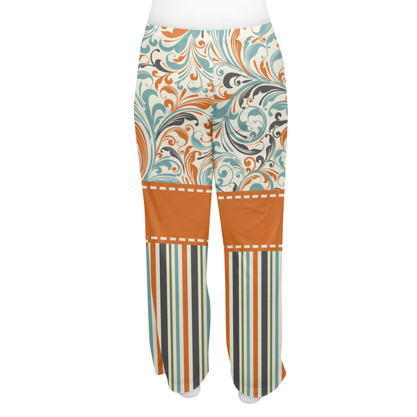 Orange Blue Swirls & Stripes Women's Pj on model - Back