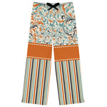 Orange Blue Swirls & Stripes Womens Pajama Pants - M