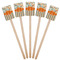 Orange Blue Swirls & Stripes Wooden 6.25" Stir Stick - Rectangular - Fan View