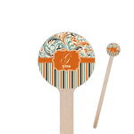 Orange Blue Swirls & Stripes 6" Round Wooden Stir Sticks - Single Sided (Personalized)