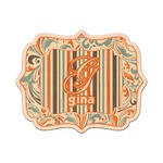 Orange Blue Swirls & Stripes Genuine Maple or Cherry Wood Sticker (Personalized)