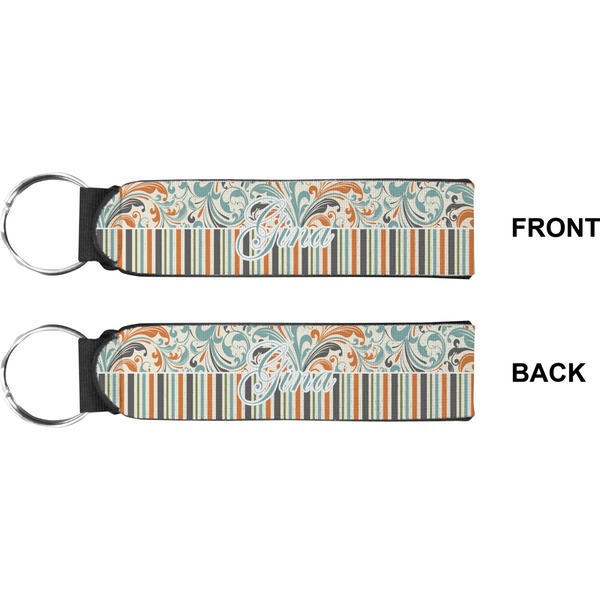 Orange Blue Swirls & Stripes Wristlet (Front + Back)