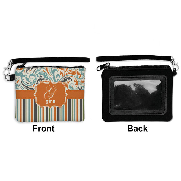 Orange Blue Swirls & Stripes Wristlet ID Cases - Front & Back