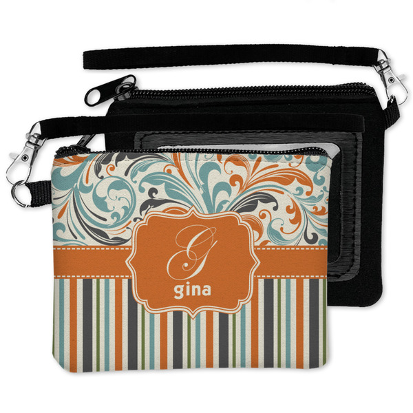 Orange Blue Swirls & Stripes Wristlet ID Cases - MAIN