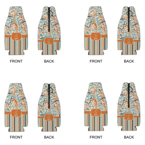 Orange Blue Swirls & Stripes Zipper Bottle Cooler - Set of 4 - APPROVAL