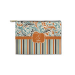 Orange Blue Swirls & Stripes Zipper Pouch - Small - 8.5"x6" (Personalized)