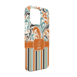 Orange Blue Swirls & Stripes iPhone Case - Plastic - iPhone 13 (Personalized)