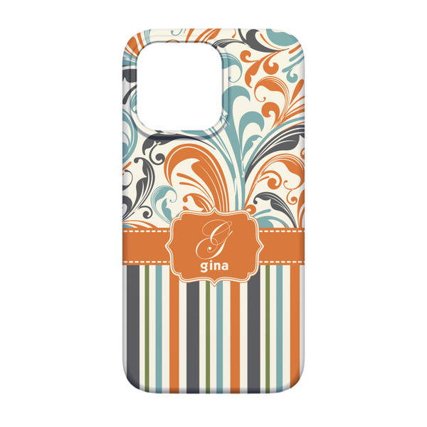 Orange Blue Swirls & Stripes iPhone 13 Case - Back