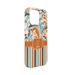 Orange Blue Swirls & Stripes iPhone Case - Plastic - iPhone 13 Mini (Personalized)