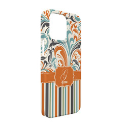 Orange Blue Swirls & Stripes iPhone Case - Plastic - iPhone 13 Pro (Personalized)
