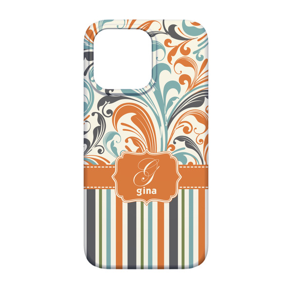 Orange Blue Swirls & Stripes iPhone 13 Pro Case - Back