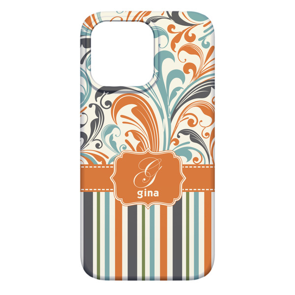 Orange Blue Swirls & Stripes iPhone 13 Pro Max Case - Back