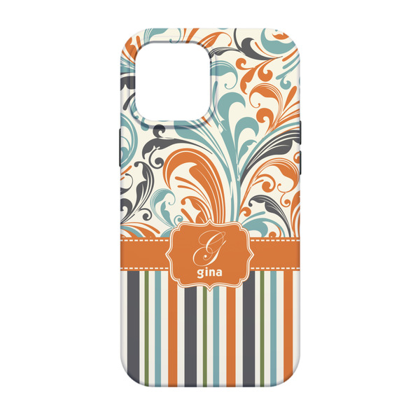 Orange Blue Swirls & Stripes iPhone 13 Pro Tough Case - Back