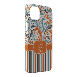 Orange Blue Swirls & Stripes iPhone Case - Plastic - iPhone 14 Pro Max (Personalized)