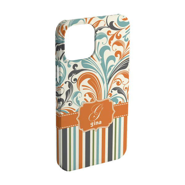 Custom Orange Blue Swirls & Stripes iPhone Case - Plastic - iPhone 15 Pro (Personalized)
