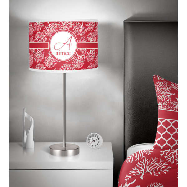 Coral 13 inch drum lamp shade - in room