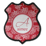 Coral Iron On Shield Patch C w/ Name and Initial