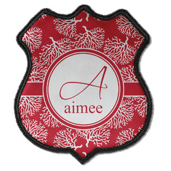 Coral Iron On Shield Patch C w/ Name and Initial