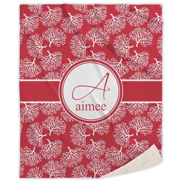 Custom Coral Sherpa Throw Blanket - 60"x80" (Personalized)