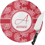 Coral Round Glass Cutting Board - Small (Personalized)