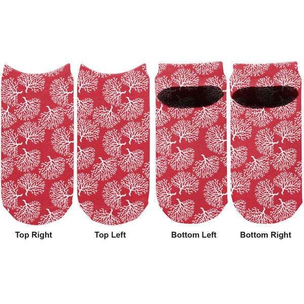 Coral Adult Ankle Socks - Double Pair - Front and Back - Apvl