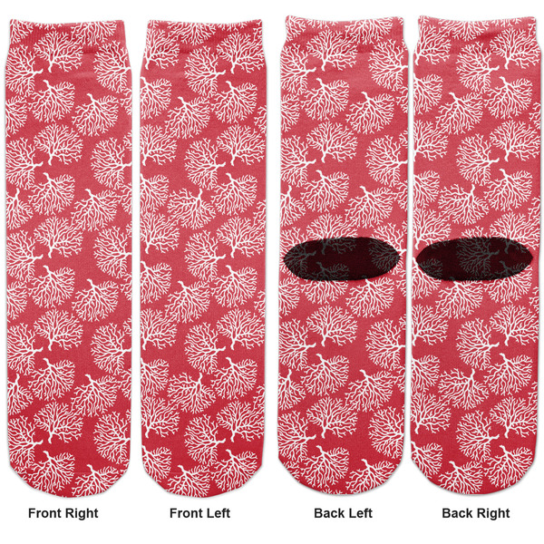 Coral Adult Crew Socks - Double Pair - Front and Back - Apvl